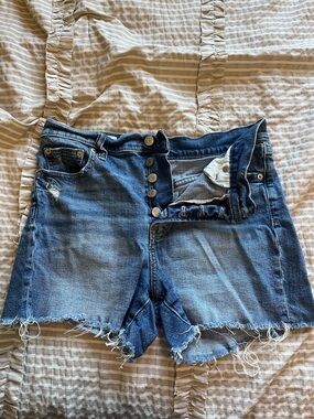 GAP Distressed Button-Fly Blue Denim Cutoff Shorts